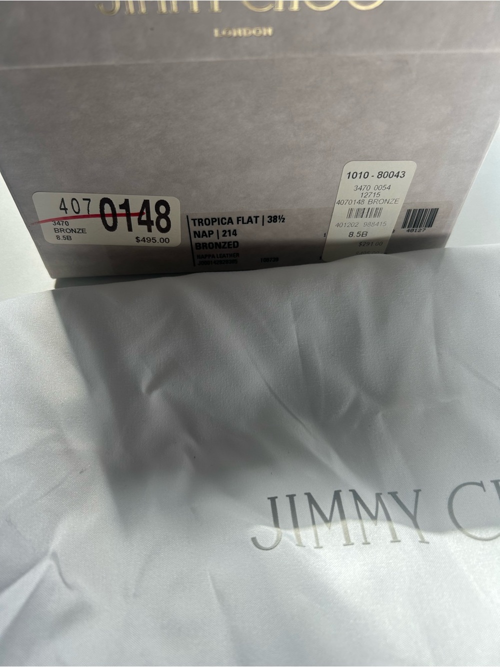 Jimmy Choo Tropica Flat Sandal β Bronzed, Size 38.5 / US 8.5B - Picture 6 of 6